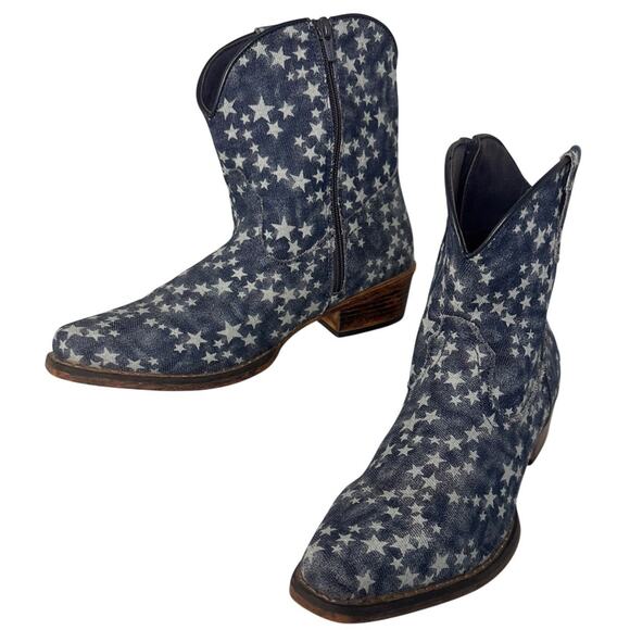 Star-Patterned Blue Ankle Boots - Picture 13 of 15